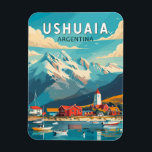 Ushuaia Argentina Travel Art Vintag Magnet<br><div class="desc">Ushuaia Retro Vektor Reise Design. Es ist ein Resort-Stadt in Argentinien. Es liegt auf dem Archipel Tierra del Fuego,  der südlichsten Spitze Südamerikas,  mit dem Spitznamen "Ende der Welt".</div>