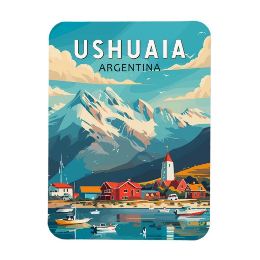 Ushuaia Argentina Travel Art Vintag Magnet (Vertikal)