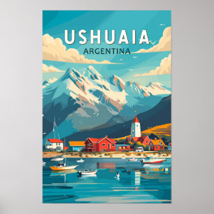Ushuaia Argentina Travel Art Vintag Poster