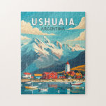 Ushuaia Argentina Travel Art Vintag Puzzle<br><div class="desc">Ushuaia Retro Vektor Reise Design. Es ist ein Resort-Stadt in Argentinien. Es liegt auf dem Archipel Tierra del Fuego,  der südlichsten Spitze Südamerikas,  mit dem Spitznamen "Ende der Welt".</div>