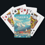 Ushuaia Argentina Travel Art Vintag Spielkarten<br><div class="desc">Ushuaia Retro Vektor Reise Design. Es ist ein Resort-Stadt in Argentinien. Es liegt auf dem Archipel Tierra del Fuego,  der südlichsten Spitze Südamerikas,  mit dem Spitznamen "Ende der Welt".</div>