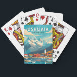Ushuaia Argentina Travel Art Vintag Spielkarten<br><div class="desc">Ushuaia Retro Vektor Reise Design. Es ist ein Resort-Stadt in Argentinien. Es liegt auf dem Archipel Tierra del Fuego,  der südlichsten Spitze Südamerikas,  mit dem Spitznamen "Ende der Welt".</div>