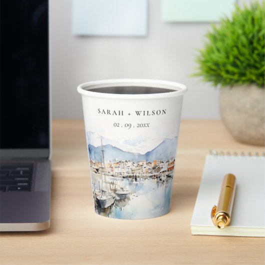 Ushuaia, Argentina Watercolor Landscape Wedding Pappbecher (InSitu)