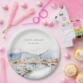 Ushuaia, Argentina Watercolor Landscape Wedding Pappteller (Party)