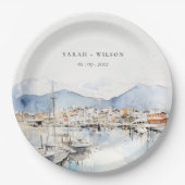 Ushuaia, Argentina Watercolor Landscape Wedding Pappteller (Vorderseite)