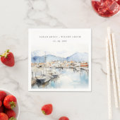 Ushuaia, Argentina Watercolor Landscape Wedding Serviette (Beispiel)