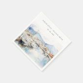 Ushuaia, Argentina Watercolor Landscape Wedding Serviette (Ecke)