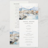 Ushuaia, Argentina Watercolor Scape Wedding Menu Einladung (Vorne/Hinten)
