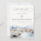 Ushuaia, Argentina Watercolor Scape Wedding Photo Save The Date (Vorderseite)