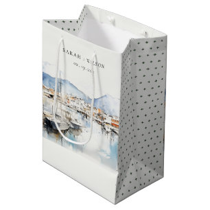 Ushuaia, Argentinien Aquarell-Landschaft Hochzeit Mittlere Geschenktüte