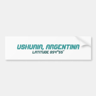 Ushuaia, Argentinien. Finisterre. Das Ende der Autoaufkleber