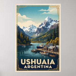 Ushuaia Argentinien Vintage Retro Reise Poster