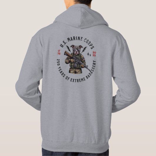 USMC 250 Years of Badassery Camo Dog Hoodie (Rückseite)