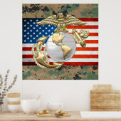 USMC Adler, Globe & Anchor (EGA) [3D] Poster (Küche)