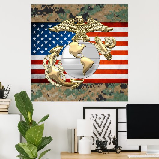 USMC Adler, Globe & Anchor (EGA) [3D] Poster (Heimbüro)