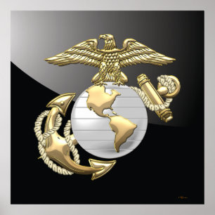 USMC Adler, Globe & Anchor (EGA) [3D] Poster