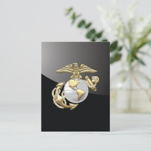 USMC Adler, Globe & Anchor (EGA) [3D] Postkarte (Stehend Vorderseite)