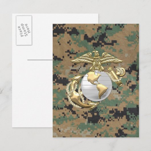 USMC Adler, Globe & Anchor (EGA) [3D] Postkarte (Vorne/Hinten)