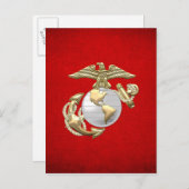 USMC Adler, Globe & Anchor (EGA) [3D] Postkarte (Vorne/Hinten)