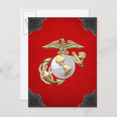 USMC Adler, Globe & Anchor (EGA) [3D] Postkarte (Vorne/Hinten)