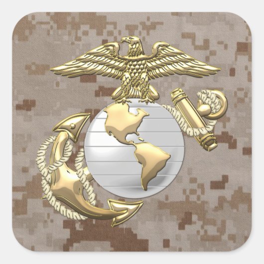 USMC Adler, Globe & Anchor (EGA) [3D] Quadratischer Aufkleber (Vorderseite)