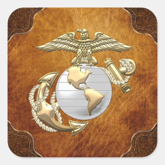 USMC Adler, Globe & Anchor (EGA) [3D] Quadratischer Aufkleber (Vorderseite)