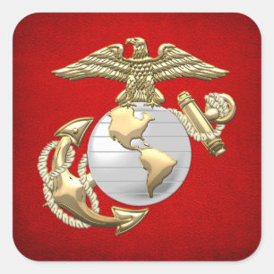 USMC Adler, Globe & Anchor (EGA) [3D] Quadratischer Aufkleber