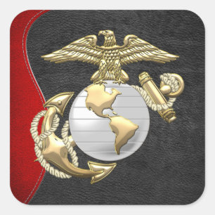 USMC Adler, Globe & Anchor (EGA) [3D] Quadratischer Aufkleber