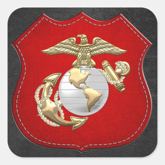 USMC Adler, Globe & Anchor (EGA) [3D] Quadratischer Aufkleber (Vorderseite)