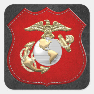 USMC Adler, Globe & Anchor (EGA) [3D] Quadratischer Aufkleber