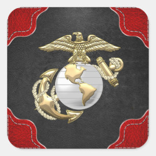 USMC Adler, Globe & Anchor (EGA) [3D] Quadratischer Aufkleber