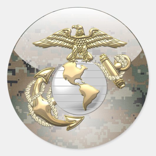 USMC Adler, Globe & Anchor (EGA) [3D] Runder Aufkleber (Vorderseite)