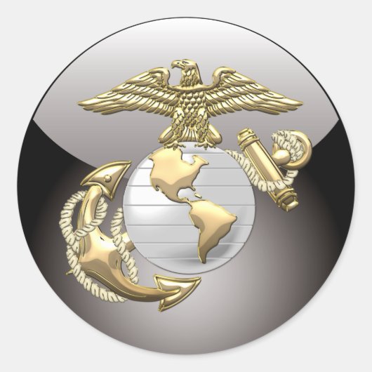 USMC Adler, Globe & Anchor (EGA) [3D] Runder Aufkleber (Vorderseite)