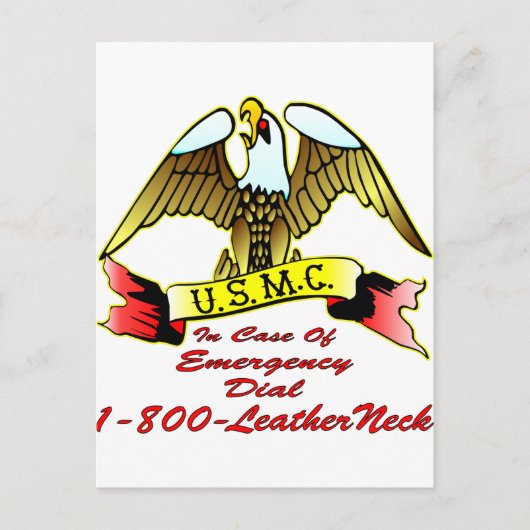 USMC bei Notrufnummer 1-800-LeatherNeck Postkarte (Vorderseite)