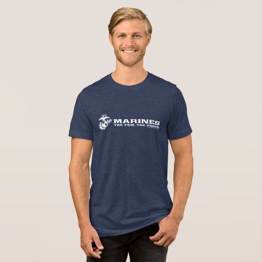 USMC Das Wenige Das stolze Logo - Weiß Tri-Blend Shirt (Vorderseite voll)