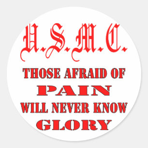 USMC die, die von den Schmerz ängstlich sind, Runder Aufkleber