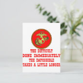 USMC die Schwierigkeit sofort getan, das Unmöglich Postkarte (Stehend Vorderseite)