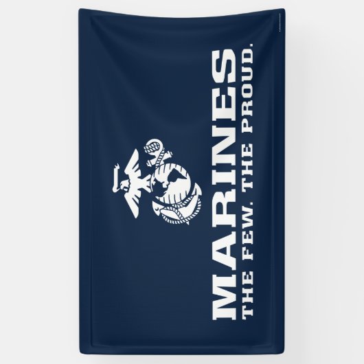 USMC Die wenigen, die das Logo Stack - Weiß Banner (Vertikal)