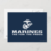 USMC Die wenigen, die das Logo Stack - Weiß Postkarte (Vorne/Hinten)