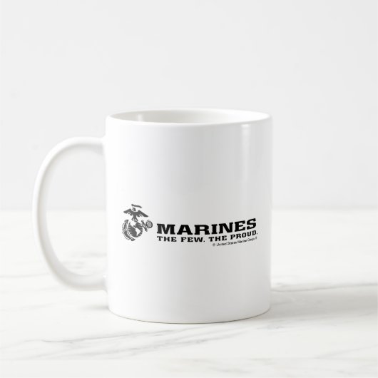 USMC "Die wenigen, die stolz" gestapelte schwarze  Kaffeetasse (Links)