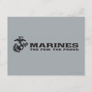 USMC "Die wenigen, die stolz" gestapelte schwarze  Postkarte