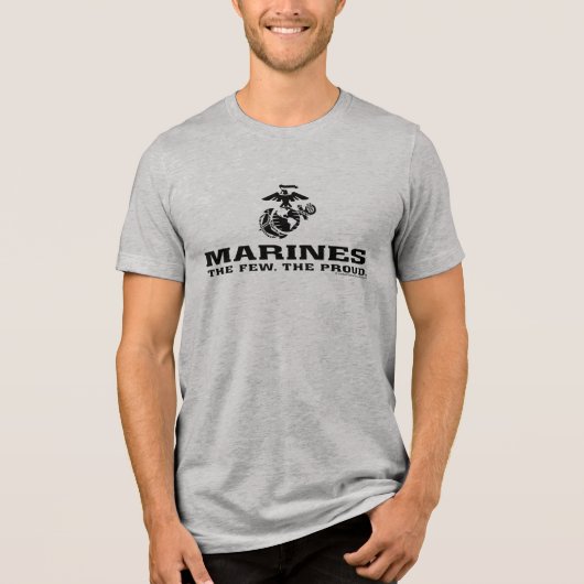 USMC "Die wenigen, die stolz" gestapelte schwarze Tri-Blend Shirt (Vorderseite)