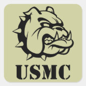 USMC Dog Quadratischer Aufkleber (Vorderseite)