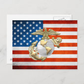 USMC Eagle, Kugel u. Anker (EGA) [3D] Postkarte (Vorne/Hinten)