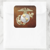 USMC Eagle, Kugel u. Anker (EGA) [3D] Quadratischer Aufkleber (Tasche)