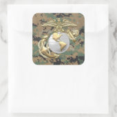 USMC Eagle, Kugel u. Anker (EGA) [3D] Quadratischer Aufkleber (Tasche)