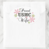 USMC-Ehefrau [fl-Camouflage] Ovaler Aufkleber (Tasche)