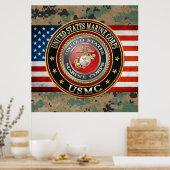 USMC-Emblem [Special Edition] [3D] Poster (Küche)