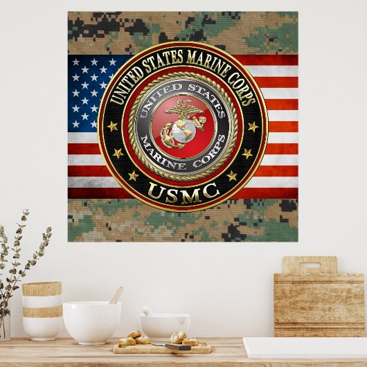USMC-Emblem [Special Edition] [3D] Poster (Küche)