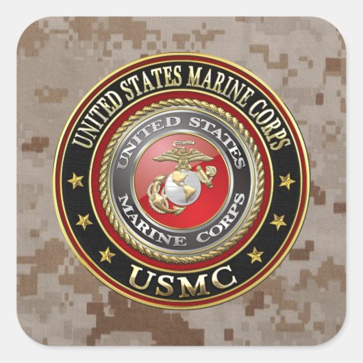 USMC-Emblem [Special Edition] [3D] Quadratischer Aufkleber (Vorderseite)